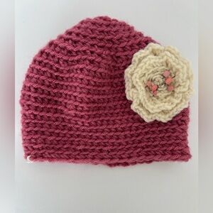 New Pre-Teen/Young Adult Pink Crochet Hat with Flower